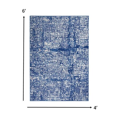 Palacedesigns 4 x 6 ft. Ivory & Navy Abstract Grids Area Rug - Ivory Navy - 4' x 6' PA3670180